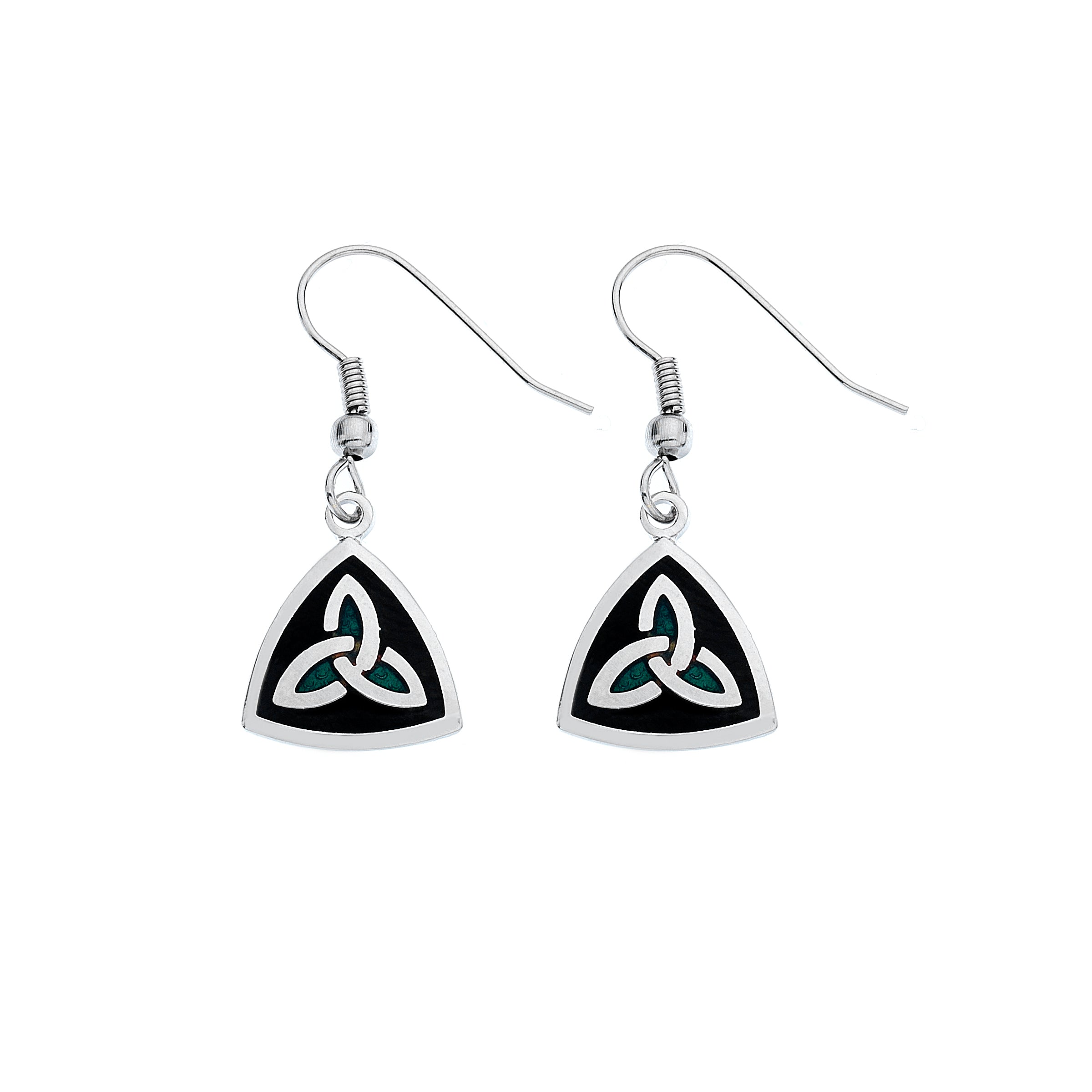 Black Triangular Trinity Knot Earrings